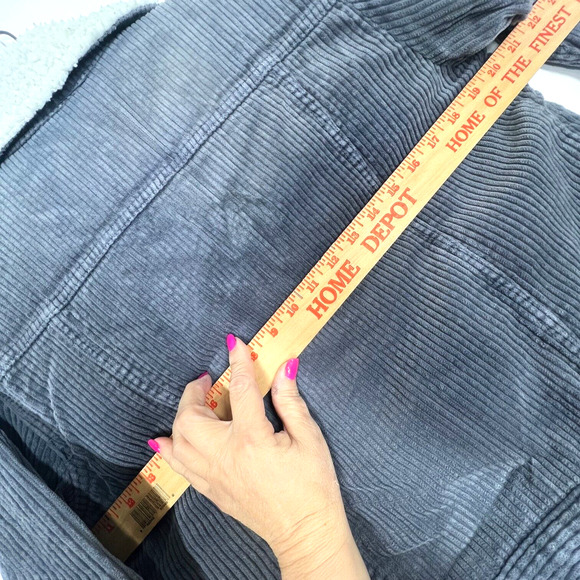 Pacsun Corduroy Trucker Jacket Women XSmall Gray Sherpa Cozy Gorpcore Retro - Picture 6 of 13